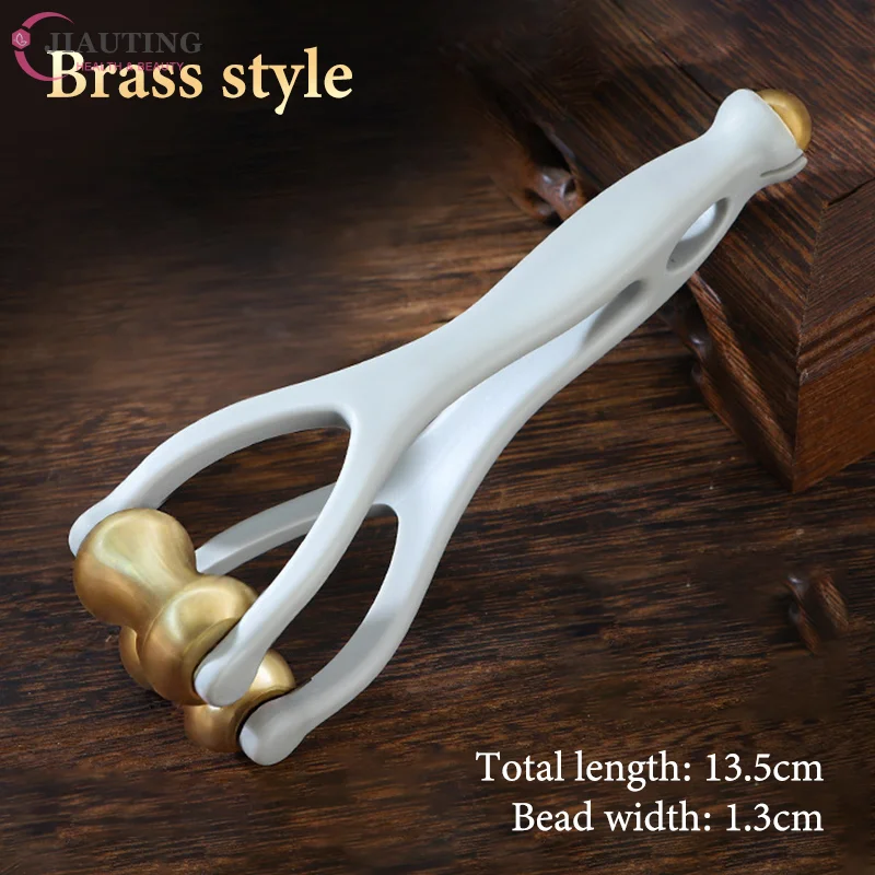 Finger Massage Dual-Row Roller Brass Roller Design Easy Use Relieve Finger Fatigue Promote Blood Portable Finger Massage Tool