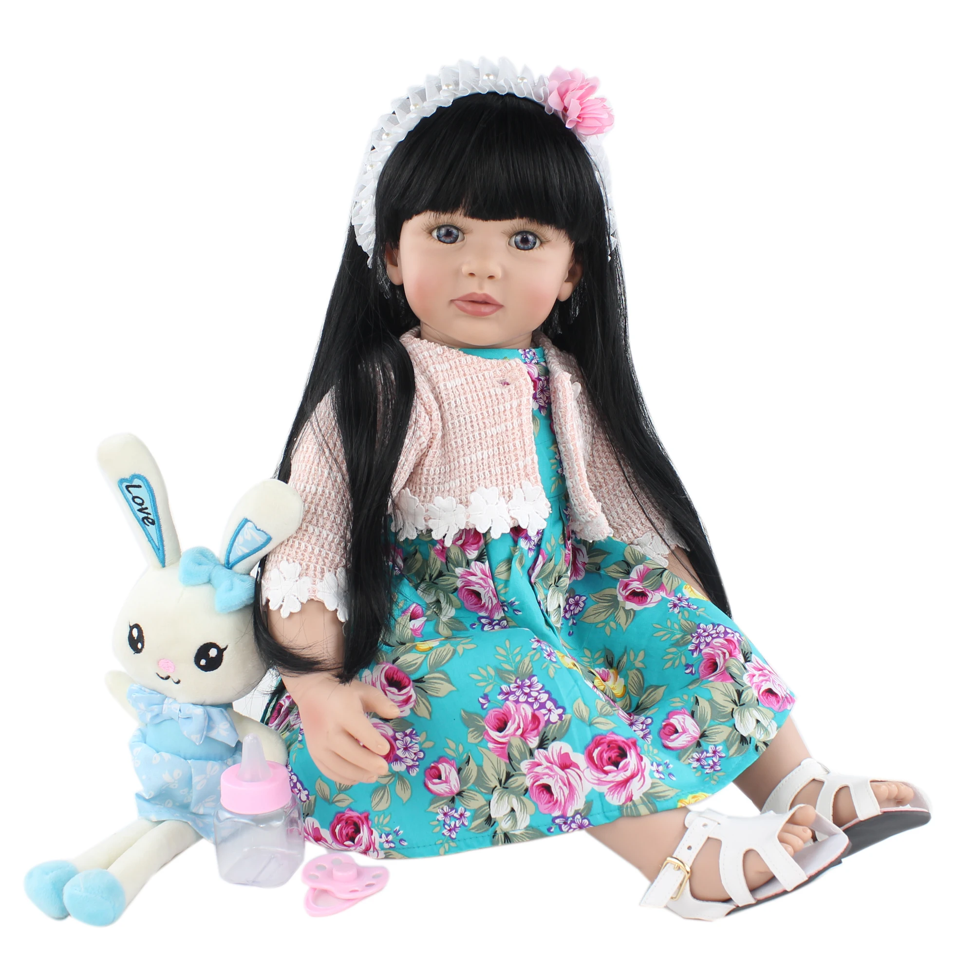 BZDOLL 60cm Soft Silicone Reborn Toddler Doll For Girl Cloth Body Princess Baby Lovely Girl Birthday Gift Play House Toy