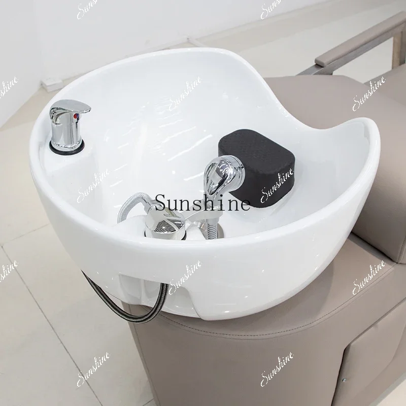 High-end barber shop shampoo bed hair salon special semi-reclining ceramic deep basin TF