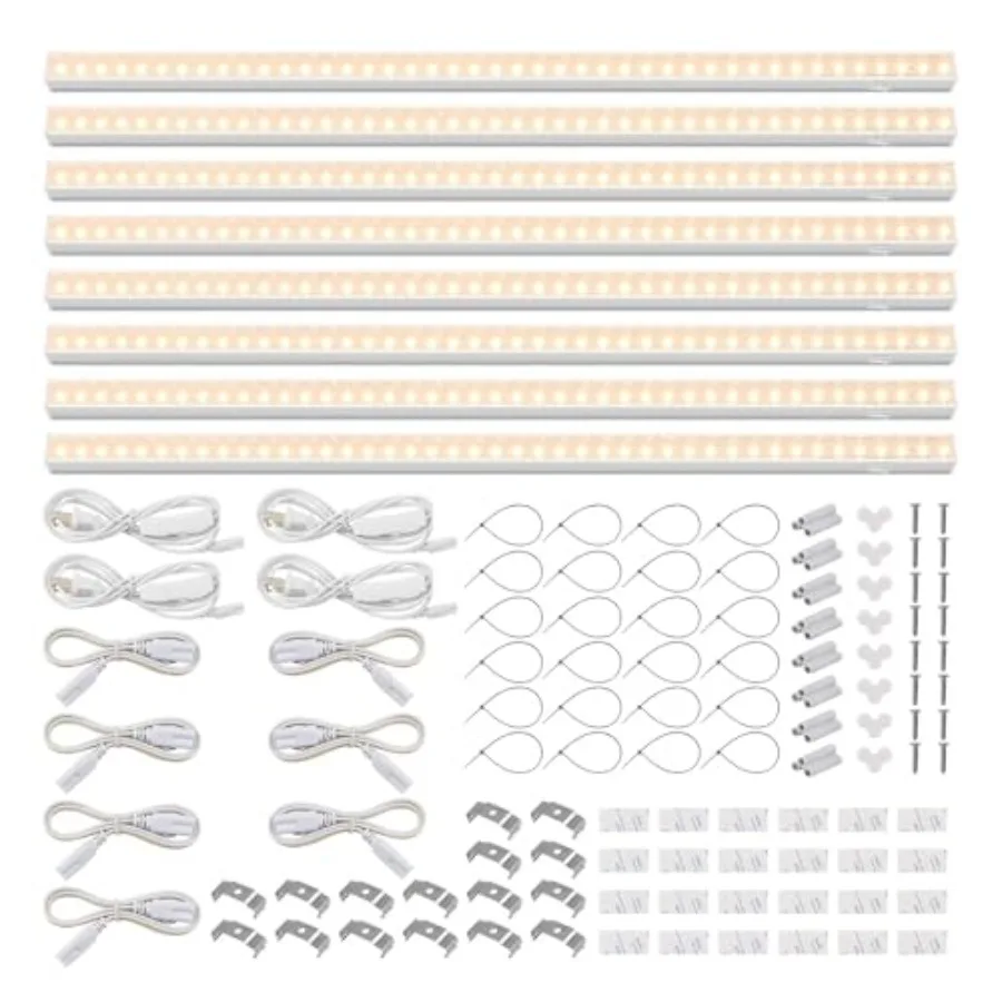 

T5 Grow Lights Full Spectrum 2ft 80W 8 x 10W 500W Equivalent LED Grow Light Strip for Greenhouse Plant Grow Shelf Plug and Play