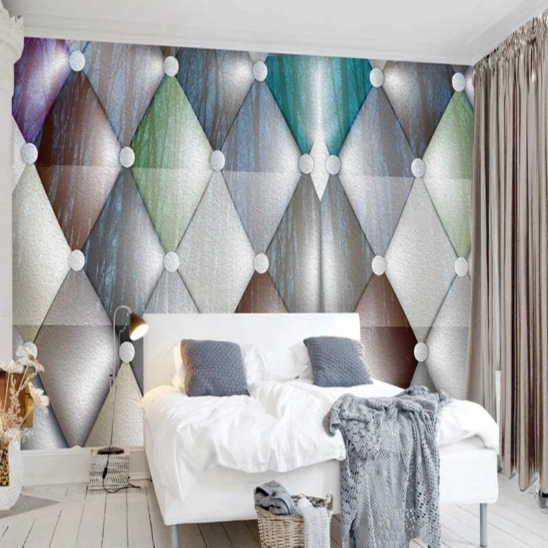Simple modern geometric landscape simple diamond-shaped TV luxurious home decoration bedroom background wall paper