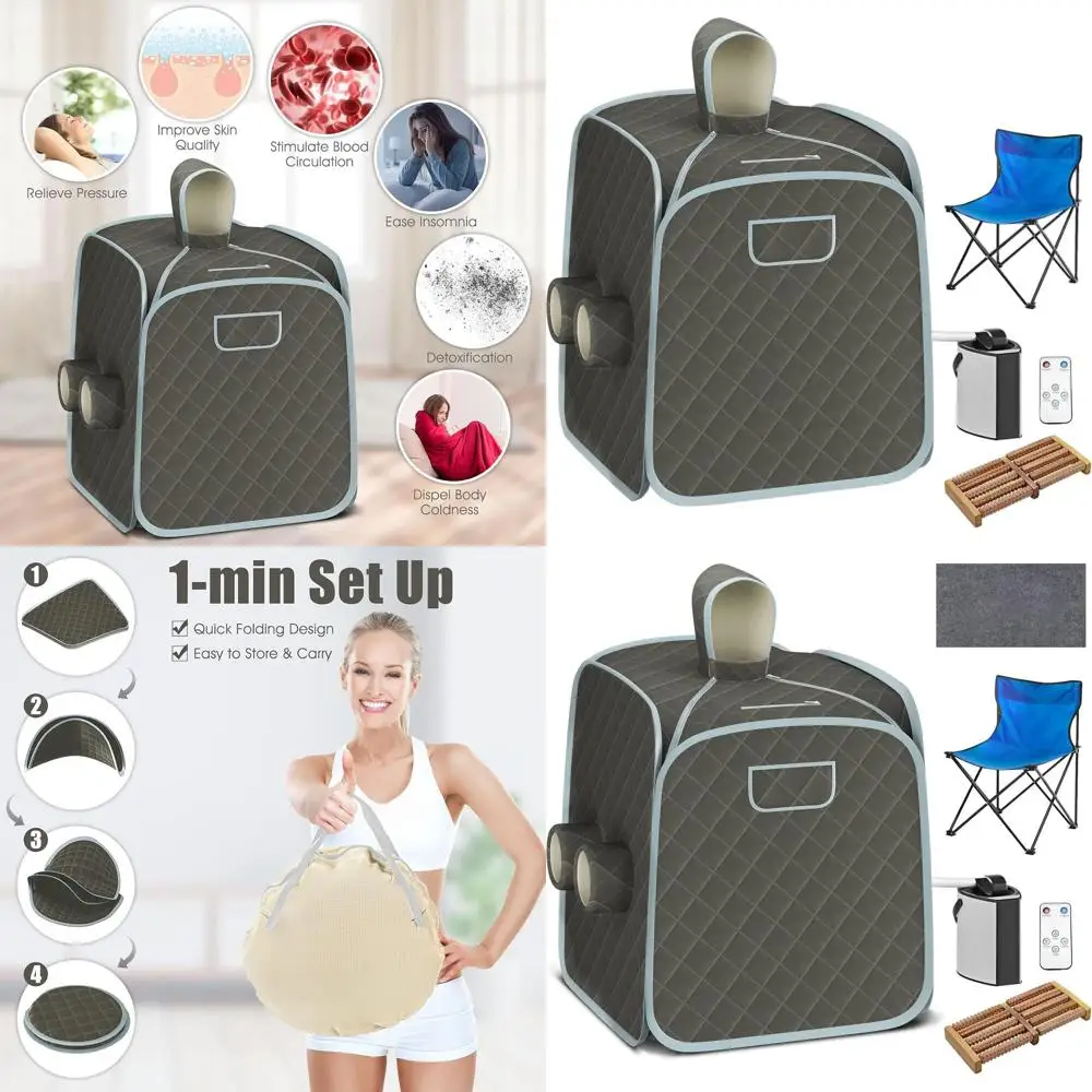 

Портативная паровая сауна с пультом ДУ, объемом 3 л, 9 температурных режимов, таймер на 90 минут, функция распыления, персональная шапка и палатка для дистанционного использования