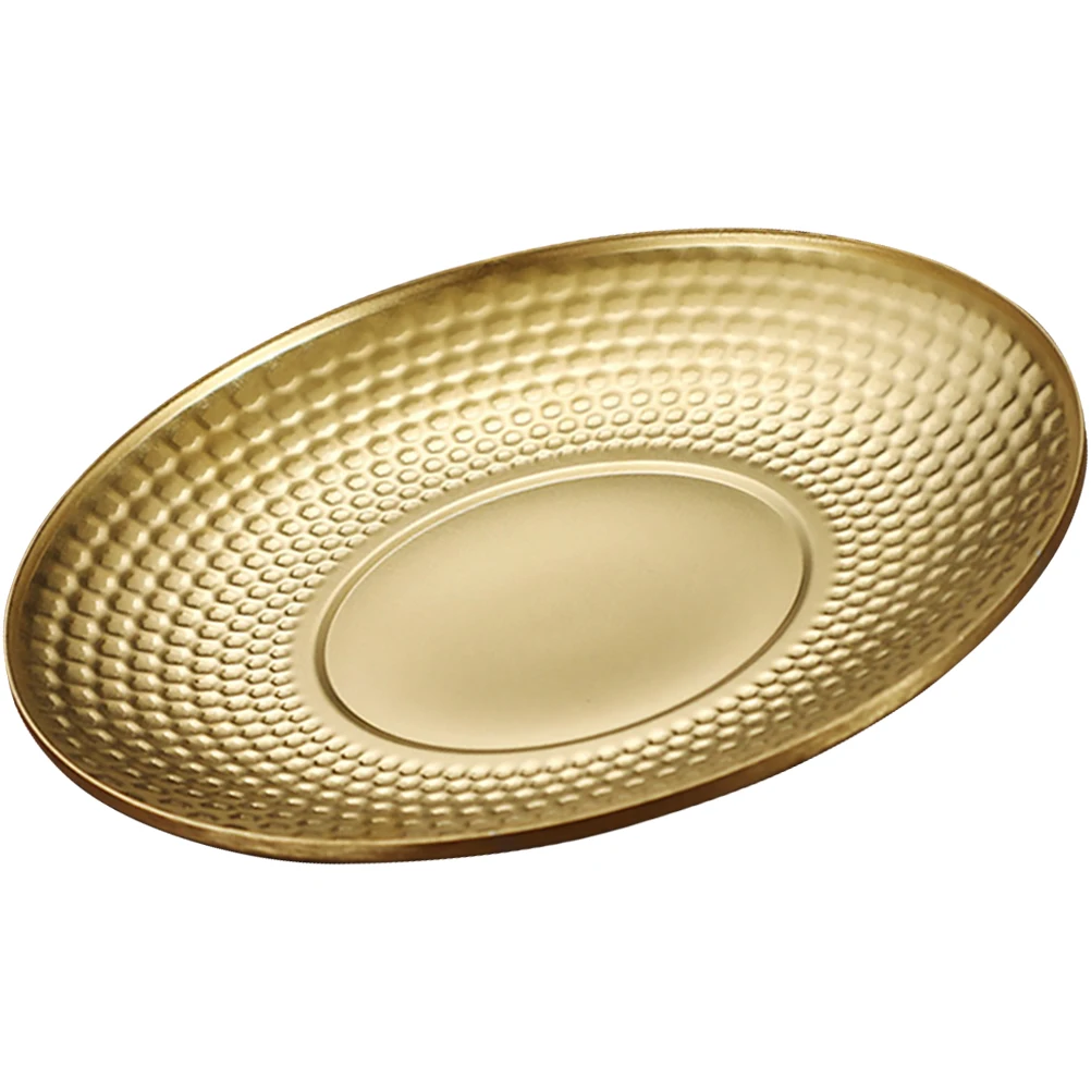 

Fruit Tray Platter Stainless Steel Hammered Dry Plates Vintage Outdoor Eco Friendly Kitchen Fruit Serving Trays