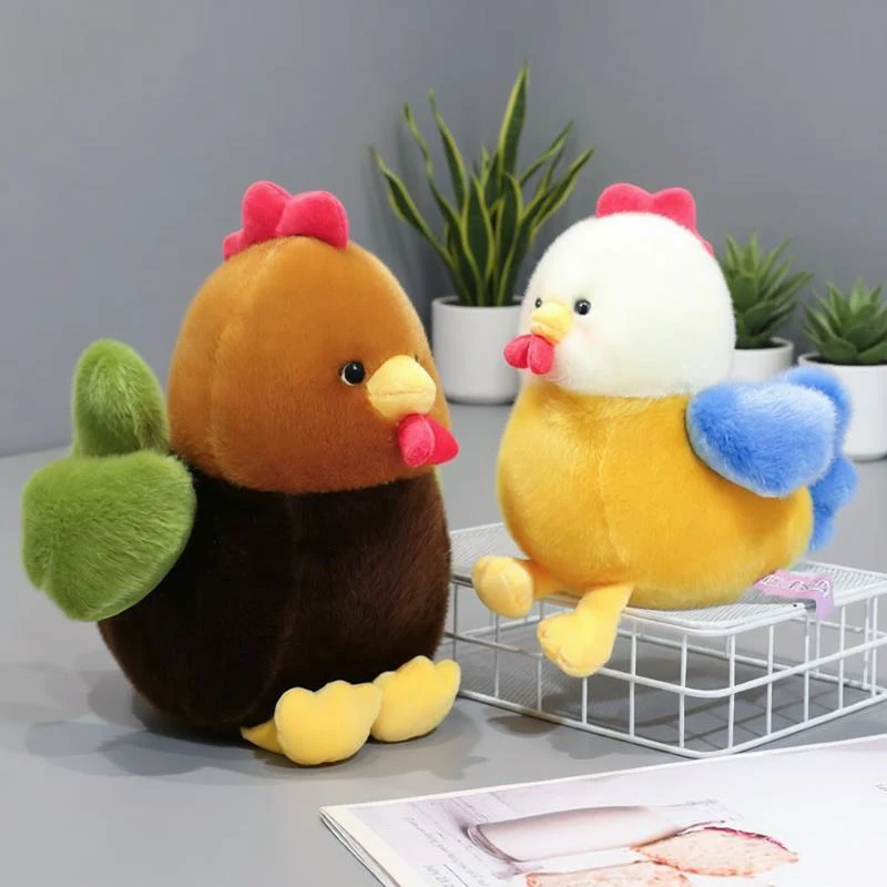 22-30cm Colorful Rooster Plush Toy Chubby Chicken Doll Soft Chick Stuffed Toy Kawaii Rooster Animal Decorative Birthday Gifts