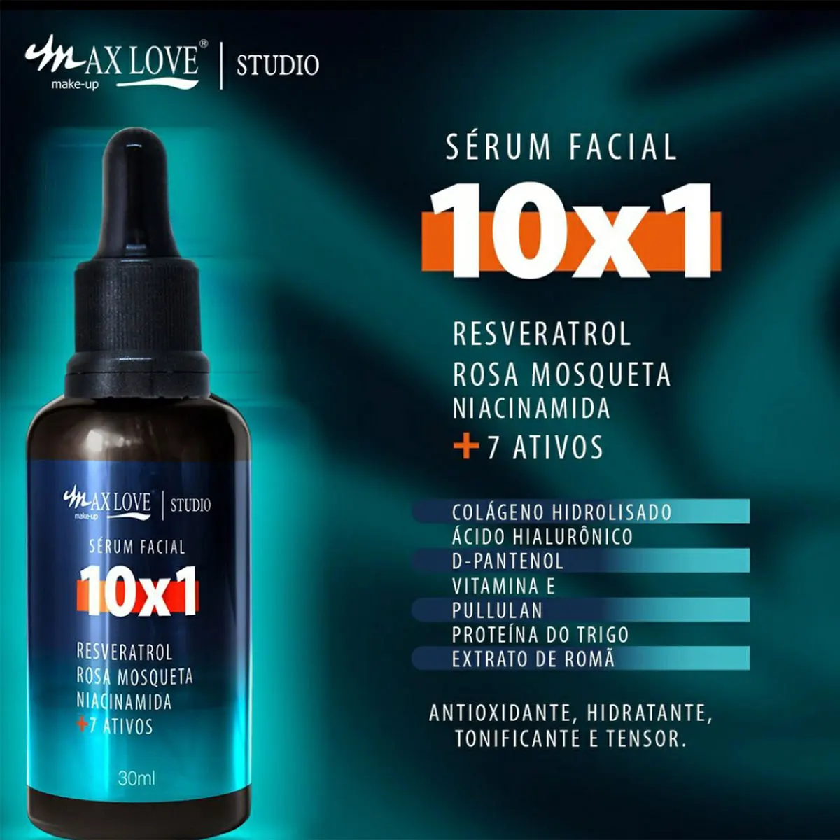 10 in 1 Max Love Facial Serum 30ml with Resveratrol Pink Mosquito Niacinamide Hyaluronic Acid-Vegan