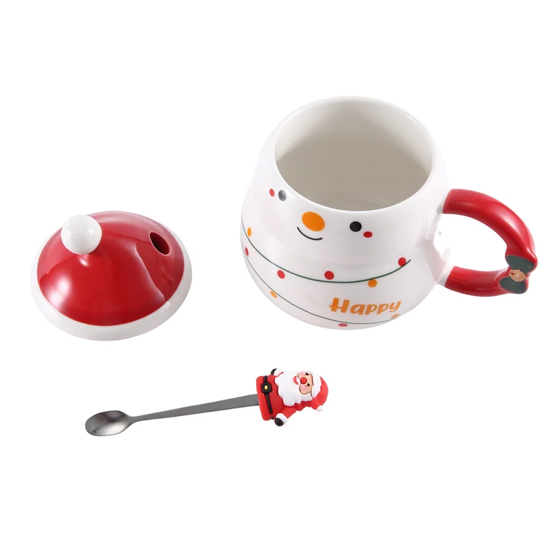 

ABBN-Christmas Gift Christmas Mug 430Ml Mug Christmas Coffee Cups With Lid And Spoon Christmas Gift