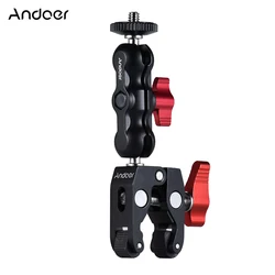 Andoer Multi-function Ball Head Clamp Ball Mount Clamp Arm Super Clamp with 1/4-20 Thread for Monitor LED Video Light Flash