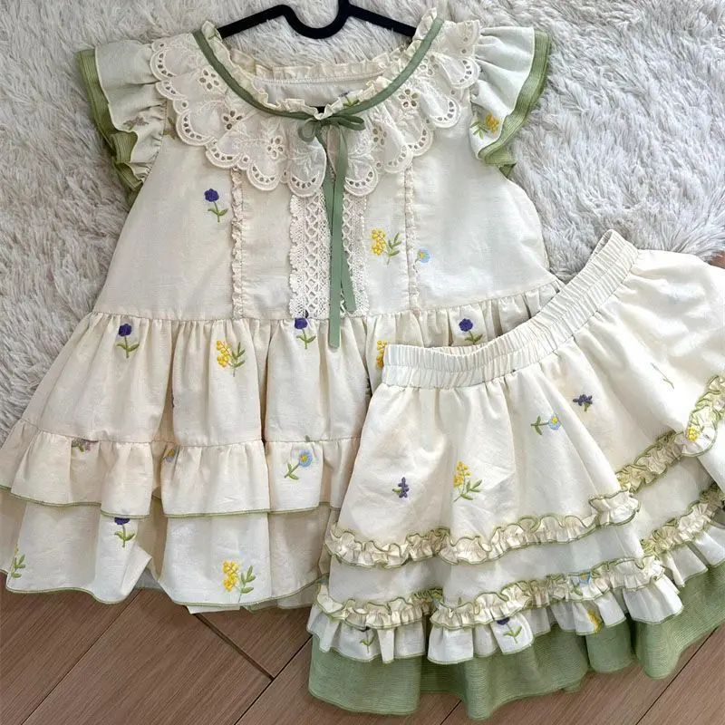 Vrouw Kleding Jurken 2-delige set Zomer Vintage Bloemenprint Kawaii Top + Minirok Japanse Harajuku Sexy Fairycore Jurk Chic