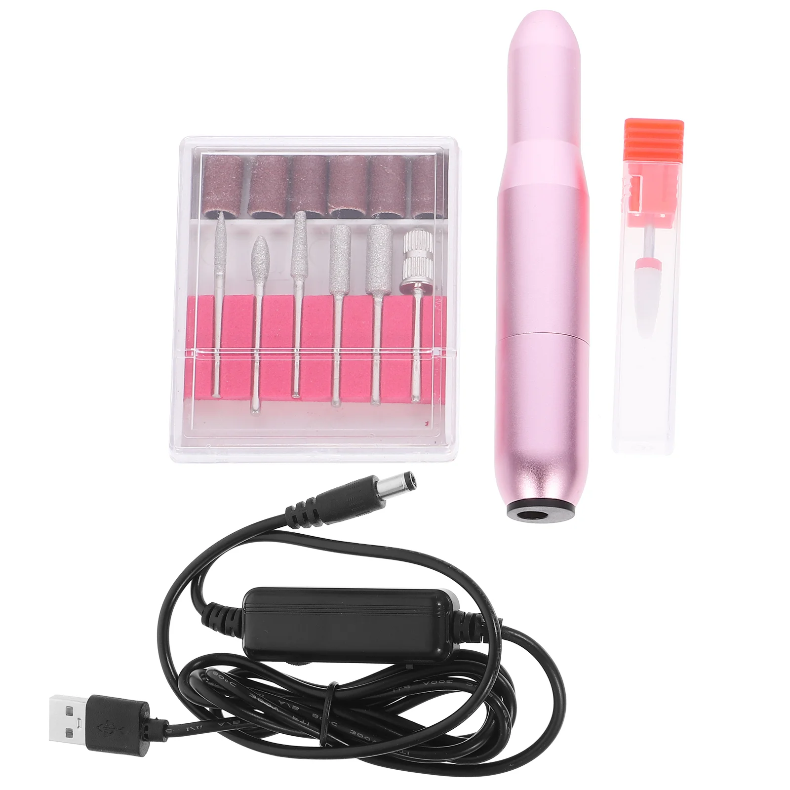 1 set premium elektrische nagelboorset, draagbaar manicurehulpmiddel voor professioneel gebruik, roestwerend, stevig, 5 slijpkoppen