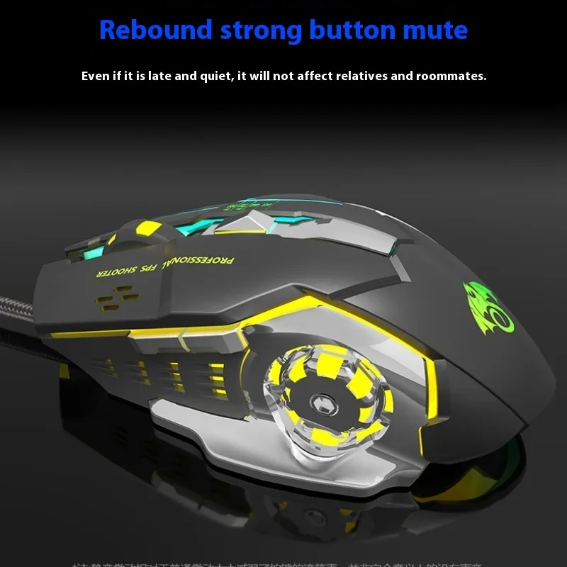 X6 Wired Gaming Mouse With Rgb Lighting Effects Full Key Macro Programming Four Levels Of Dpi Adjustable Gaming Office Mouse