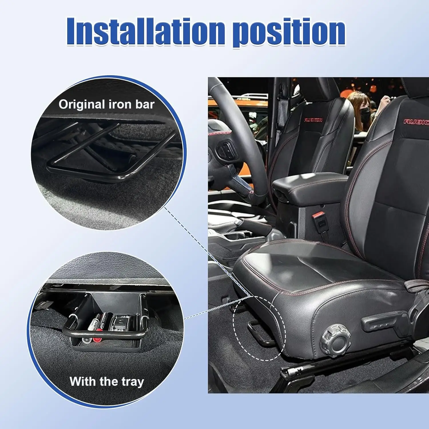 Front Under-Seat Center Console Organizer For Jeep Wrangler JL/JLU 2018-2025 and Jeep Gladiator JT Truck 2020-2025 Tray Interior - Image 3