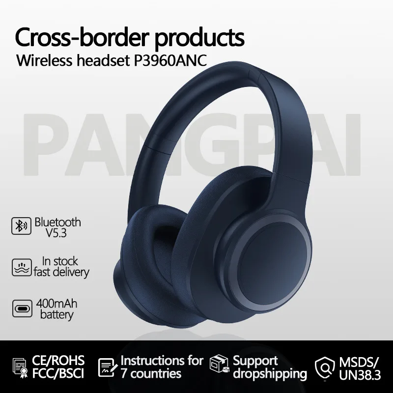 

Bluetooth 5.4 Wireless Headphones Over Ear Active Noise Cancelling Hifi Stereo Music Deep Bass Lightweight Design For Travel Off