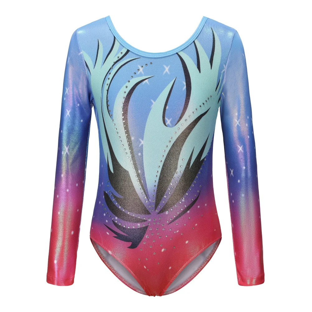 Long Sleeved Girls' Ballet Skin-tight Garment Dance Leotards Sparkly Tumbling Fashion Gymnastics Clothing