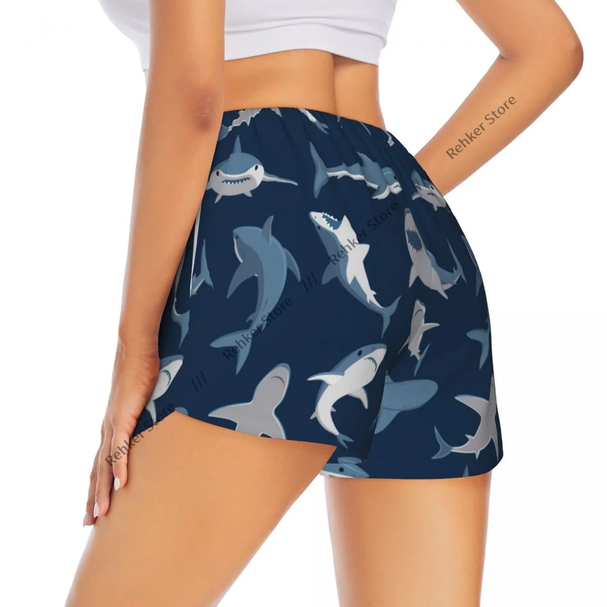 Angry Shark Women's Double Layered Quick-Dry Athletic Shorts for Outdoor Leisure Running Fitness Workout Sport