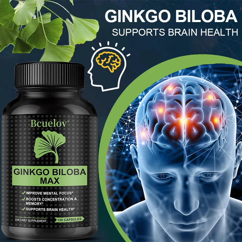 Ginkgo Biloba Extract, Brain Booster, Enhances Attention and Memory, Improves Mental Concentration, 120 Capsules