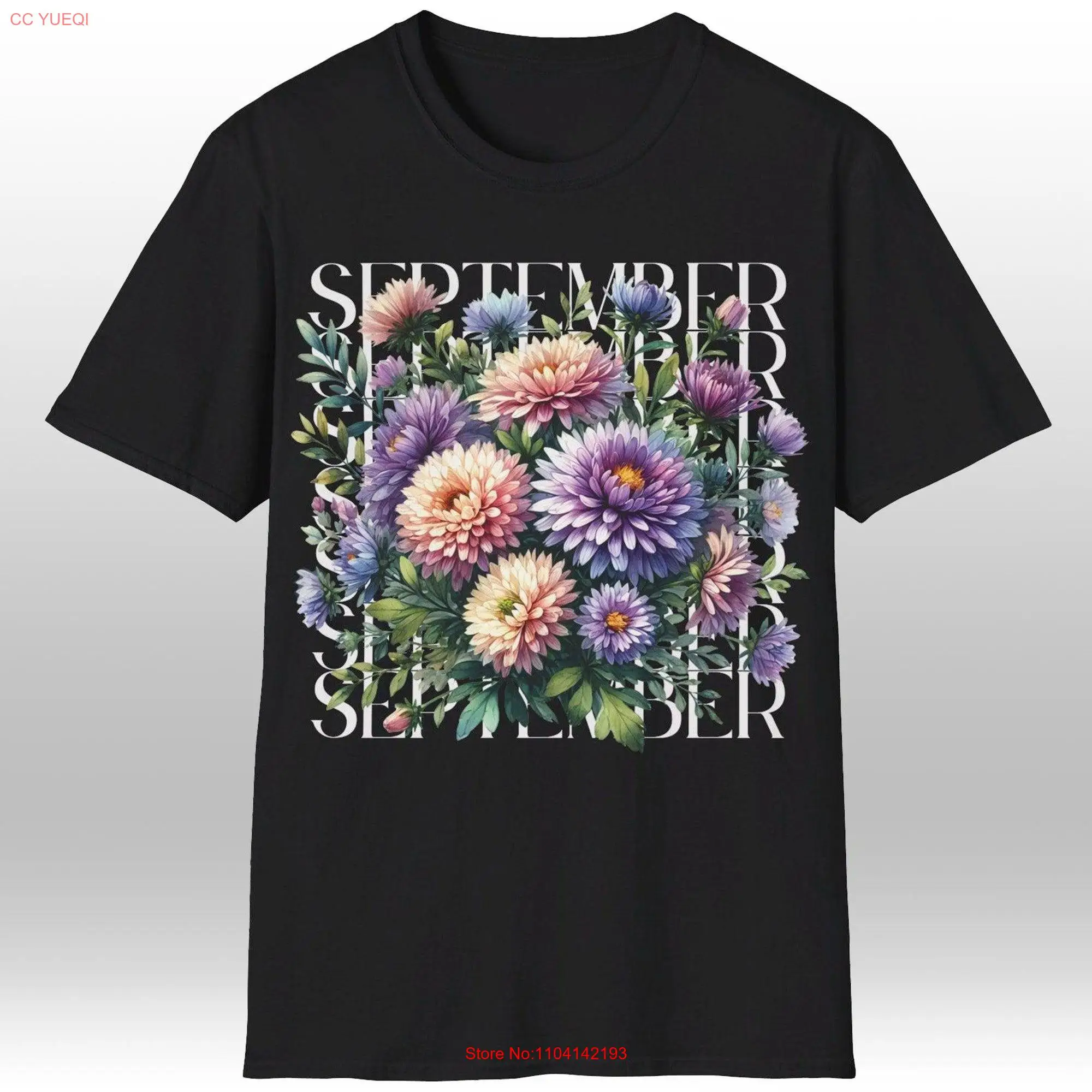 Birth Flower September Aster T Shirt long or short sleeves