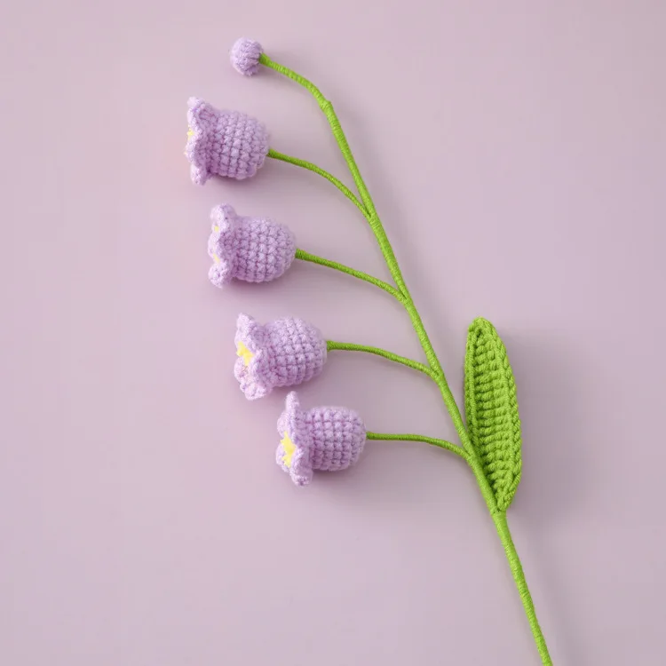 1pc Crochet Bell Orchid Bouquet Finished Kintted Flower Creative Fake Flowers Office Home Decor  Gift