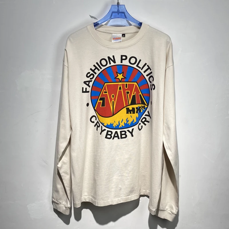 High Street Vintage Heavyweight SAINT T-Shirts Graphic Print Loose Crew Neck Man Woman Long Sleeve Tees