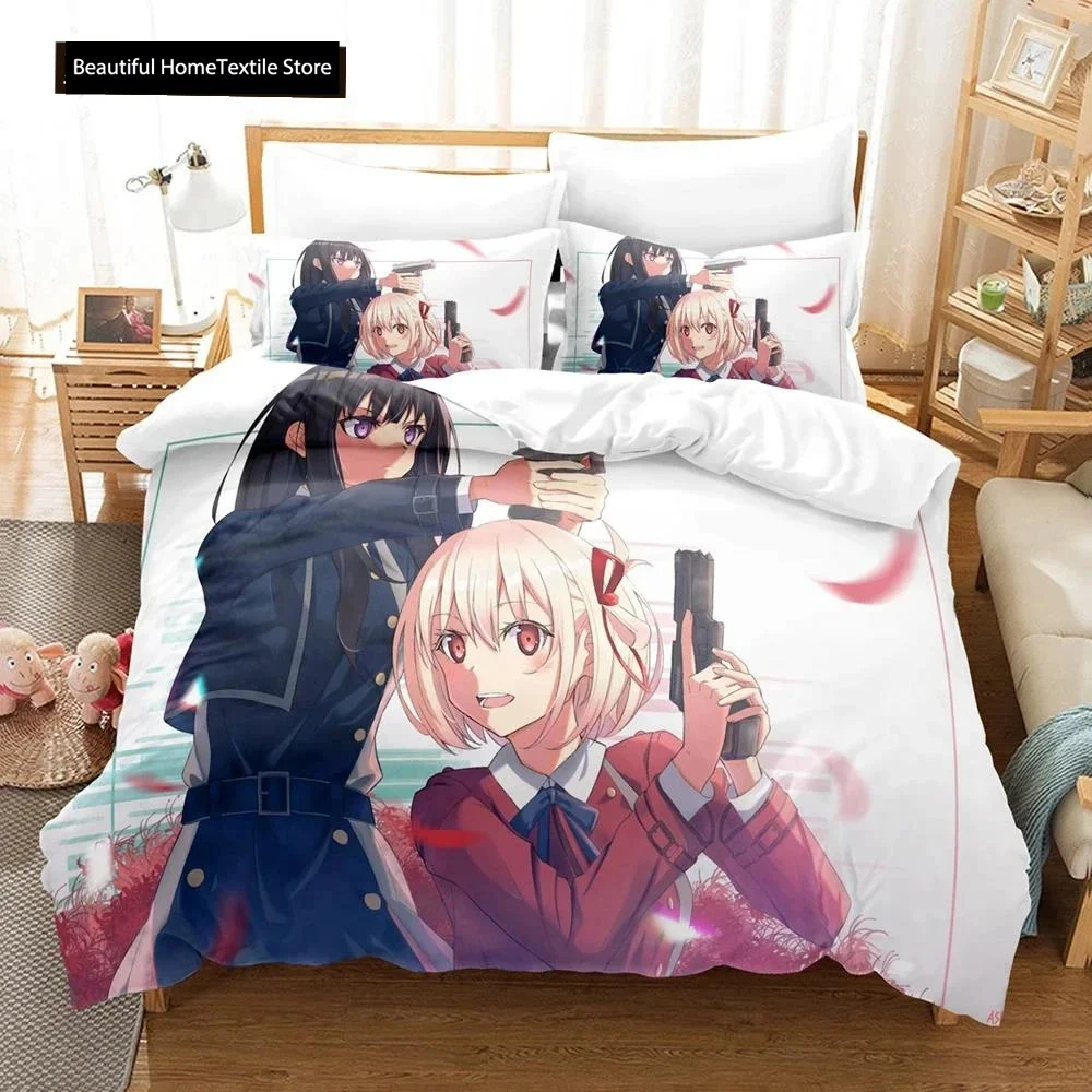 Anime Lycoris Recoil Bedding Set Duvet Cover Bedroom Comforter Covers Single Twin King Size Quilt Cover Home Textile