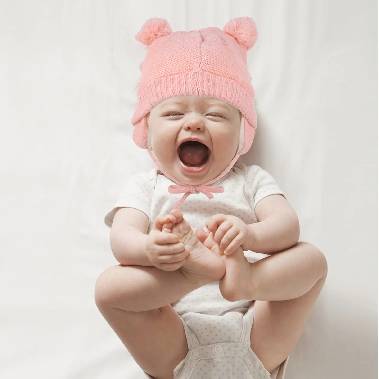 1 مجموعة طفل الشتاء قفازات متماسكة Pompom الأذن رفرف قبعة الشتاء قبعة تدفئة قبعة مناسبة الوليد طفل صور الدعائم