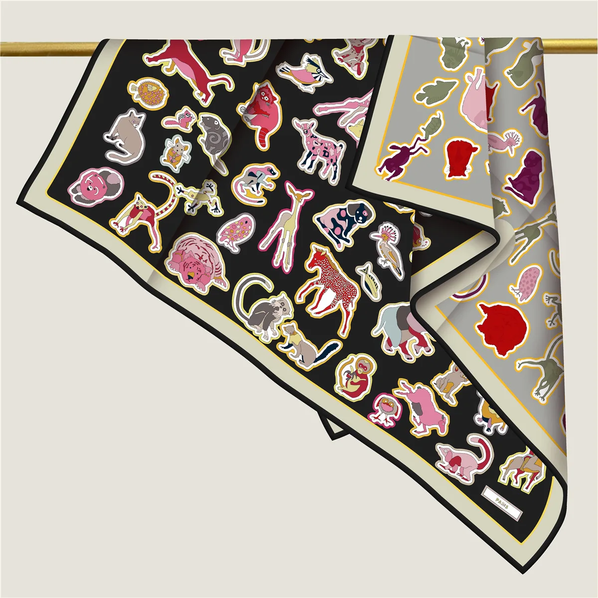

90*90cm Double-side Twill Silk Animal Printed Square Scarf Women Traveling Foulard Hijabs