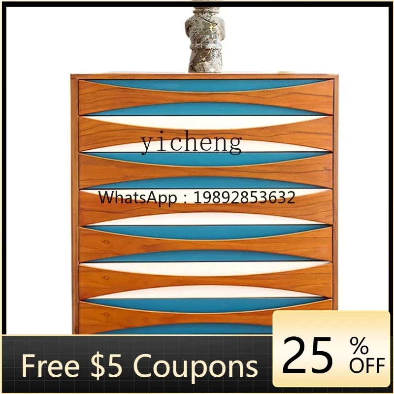 U8 seven-bucket cabinet teak color chest cabinet retro medieval cabinet bedroom living room storage