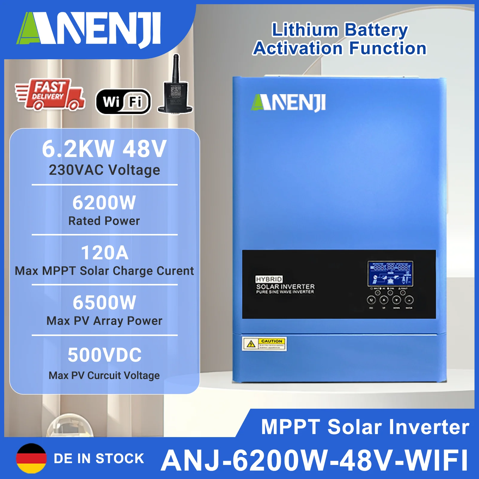 6.2KW 11KW Hybrydowy inwerter solarny Czysty sinusoidalny/włączony sterownik solarny 48V 230V 4KW 24V 48V MPPT PV 500V Wsparcie komunikacji