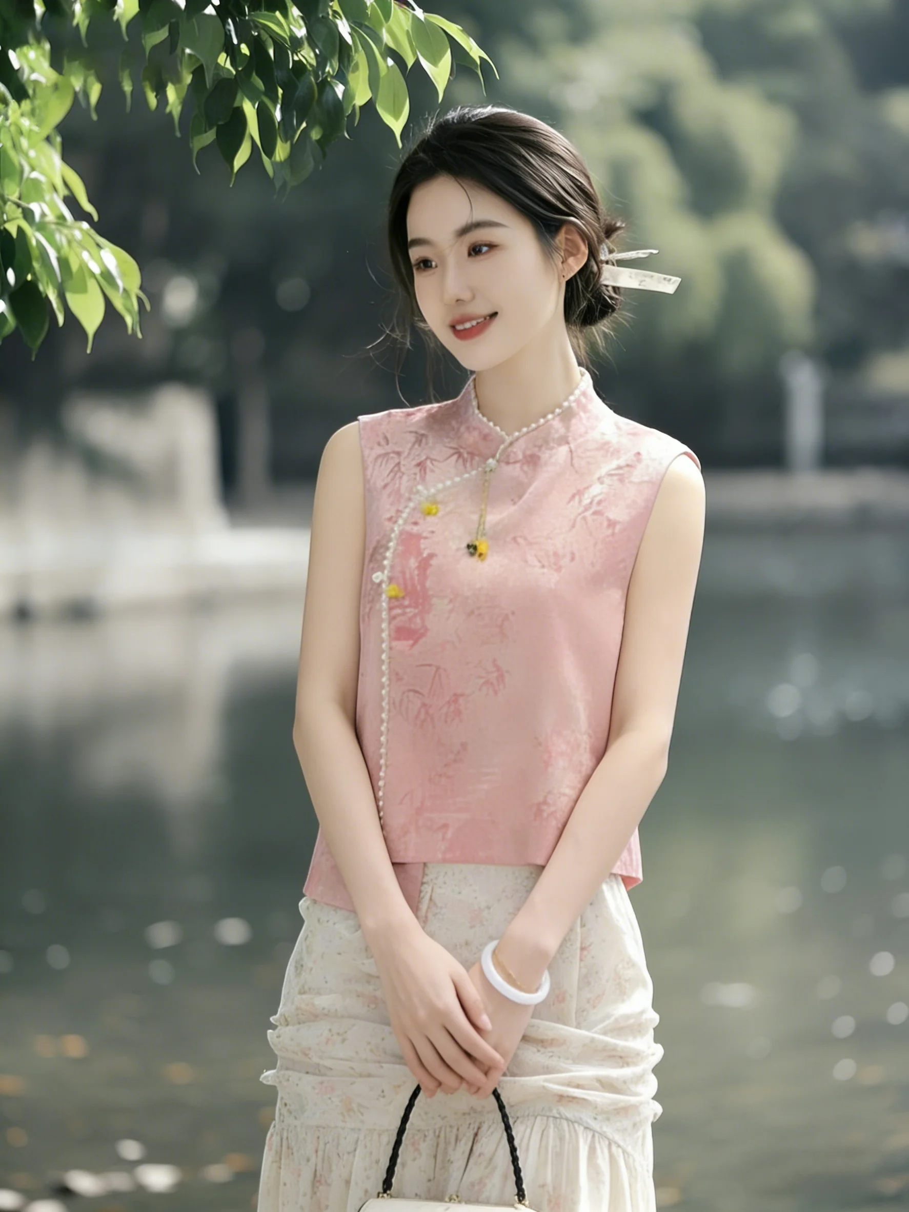 

New Chinese Style Fashion Slimming Casual Loose Retro Summer Breathable Women's Vest Top Comfortable Fit Shirt Design