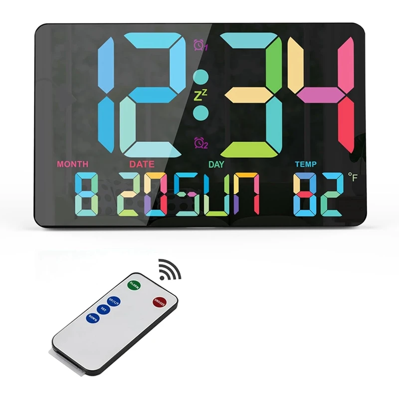 

Цифровые настенные часы, 10,98 дюйма, цифровой будильник, большой дисплей с температурой, автоматическая регулировка яркости, календарь, простая установка