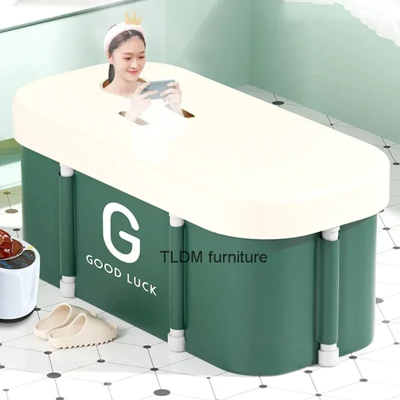 Portable Folding Bath Bucket Bathtub Large Capacity Bathroom Ice Bath Winter Shower Bathing Artifact Free Installation Bathtub Q