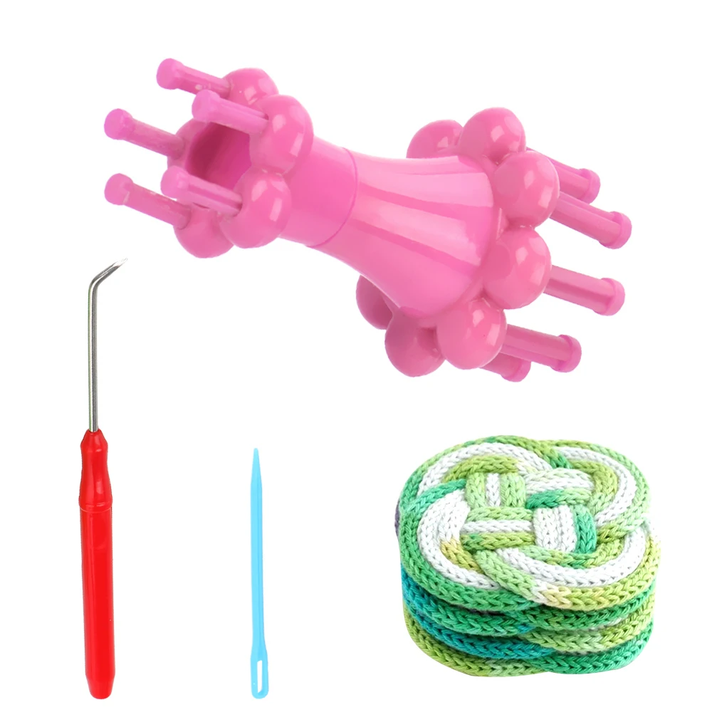 1 conjunto de tricô boneca mão artesanato ferramenta diy tecelagem cabeça dupla alternativa flor arranjador carretel tear