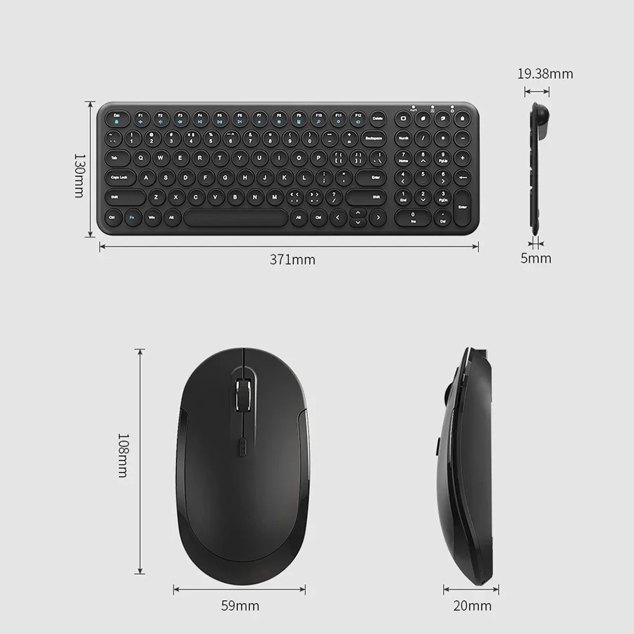 Imagem -06 - Teclado e Mouse Silenciosos sem Fio para Jogos Keycap Redondo Macbook pc Gamer Computer Laptop 2.4g