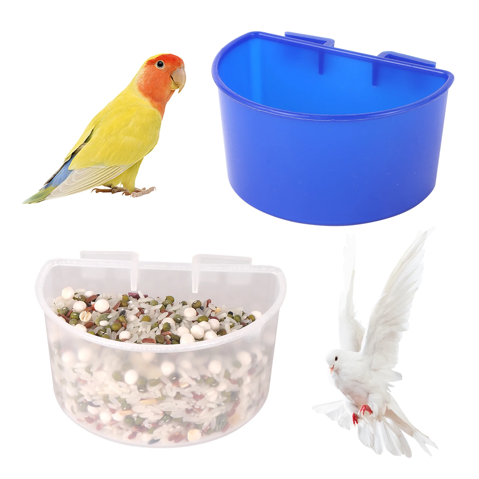 Parrot Bird Feeder Hamster Flat Bottom Feeding Cup Hanging Drinking Food Bowl Bird Cage Feeder Supplie 1Pc