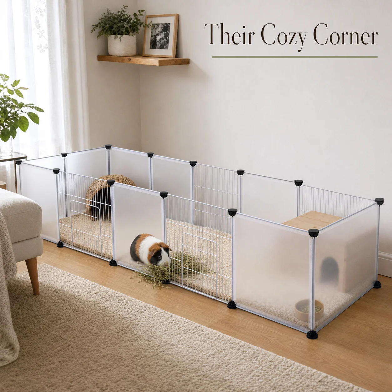 Recinto Modulare per Piccoli Animali a 20 Pannelli 175x70x45cm Bianco per Porcellini d'India e Ricci