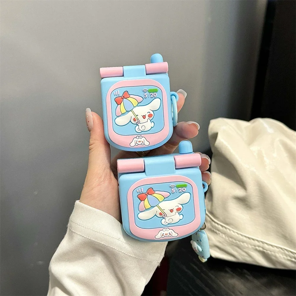 

3D Cute Sanrio Cinnamoroll Earphone Case For Airpods 1 2 3 4 Pro 2 Wireless Bluetooth Headset Protective Soft Cover With Pendant