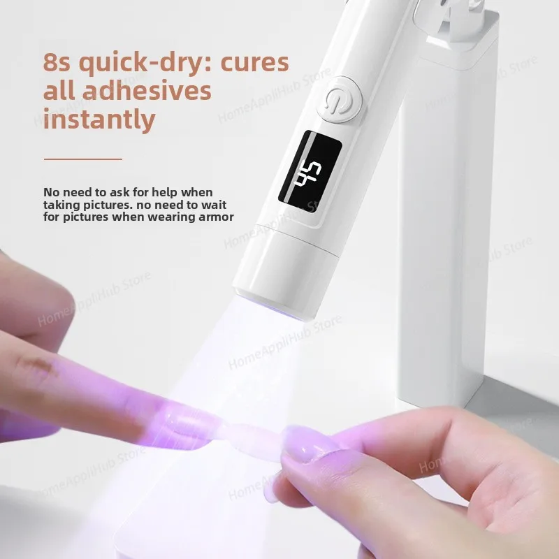 Handheld Nail Art Straight UV Lamp: White Portable Rechargeable UV Curing Lamp, Mini Nail Dryer led lamp lamp nails curer