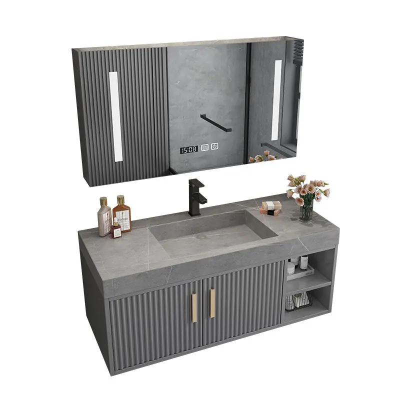 

Model wall mounted single sink bathroom cabinet with side cabinet bathroom vanity cabinet with sink and mirror