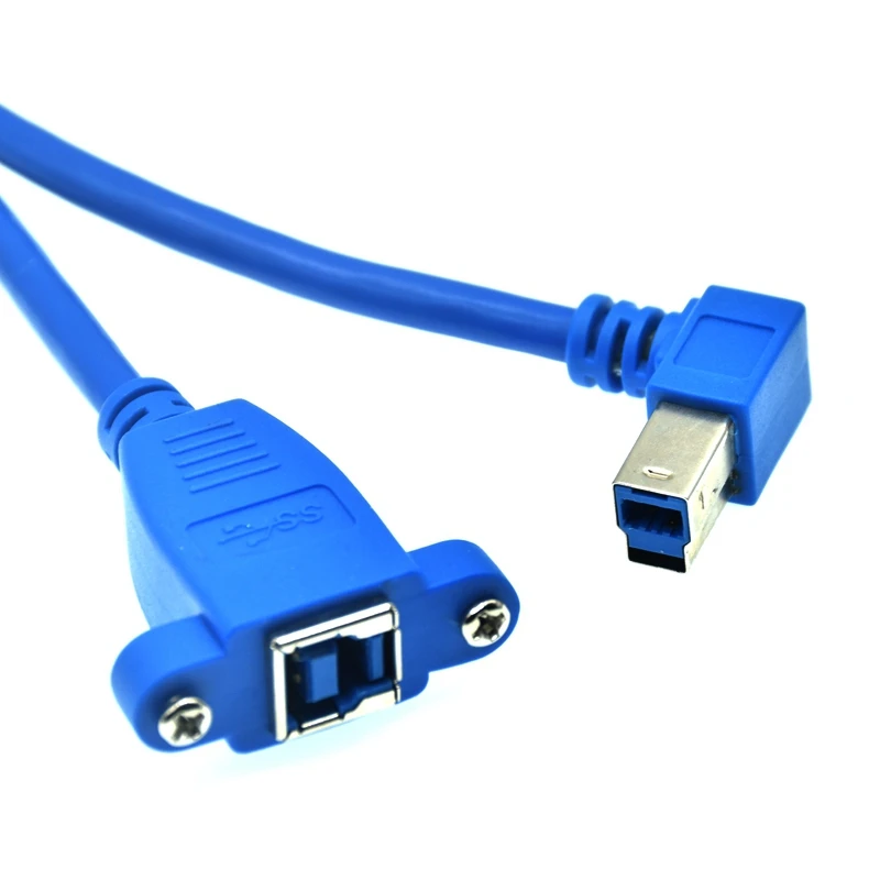 90  Degree Right Angle USB 3.0 Type B male to USB B female Printer Panel Mount Extension Sync Cable Cord 0.5m