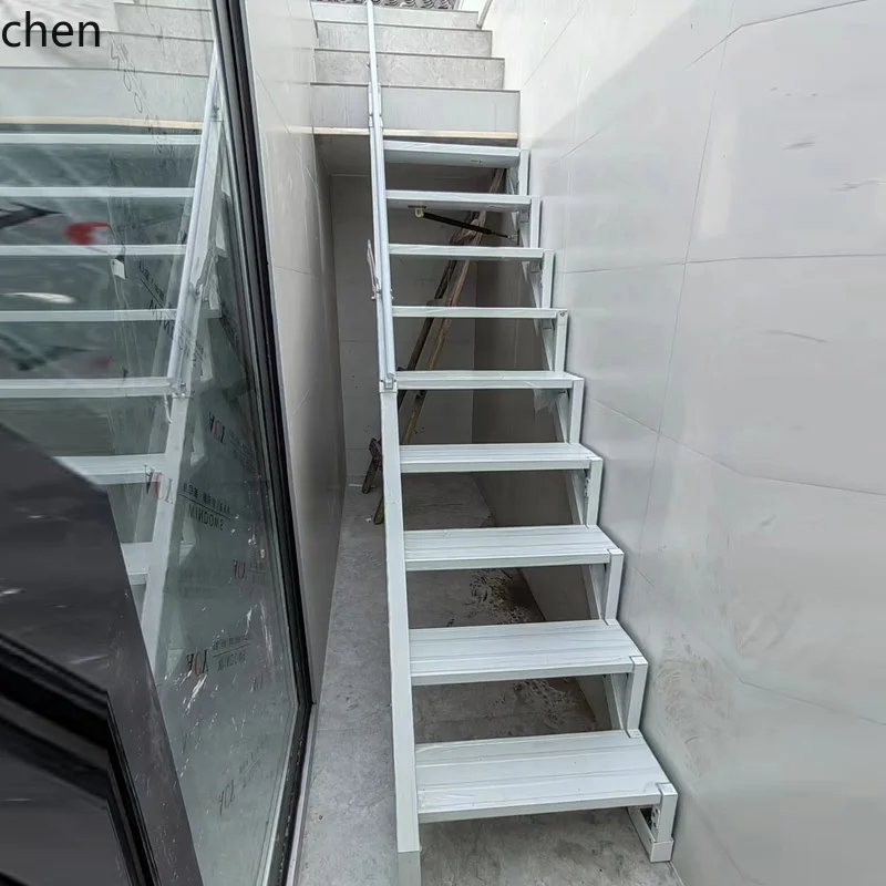 

HTT folding ladder fire thickened aluminum alloy steps loft wall stepping loft duplex indoor and outdoor wall