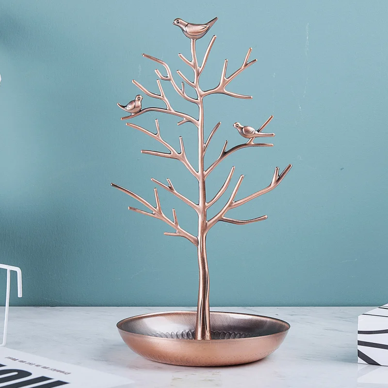Metal Acacia Tree Bird Retro Earrings Ear Ring Jewelry Stand Decoration Item Storage Piece