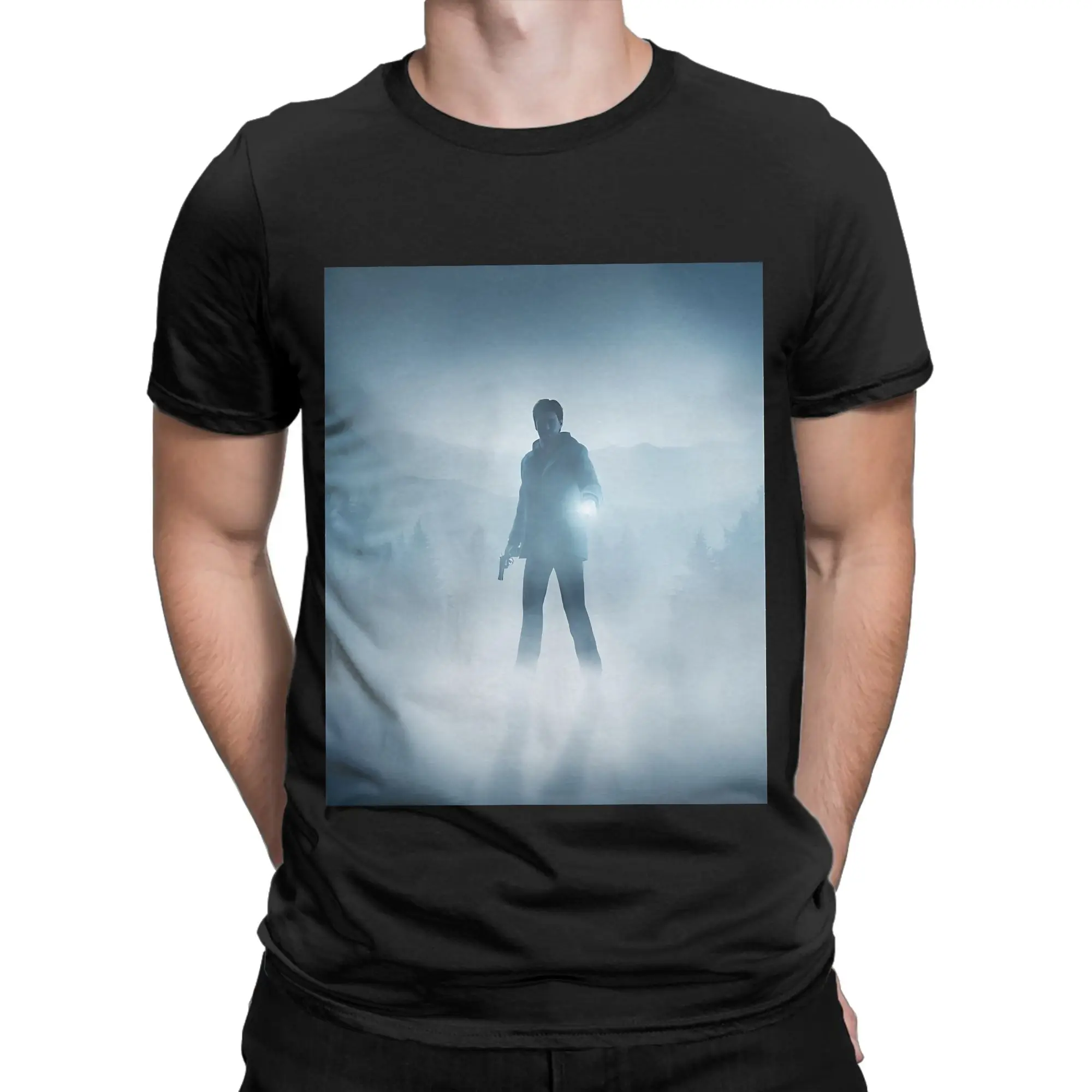 alan wake 2 game alan wake poster  Graphic Funny 100% Cotton T-Shirt Alan Wake 2 Tops Tees For Men