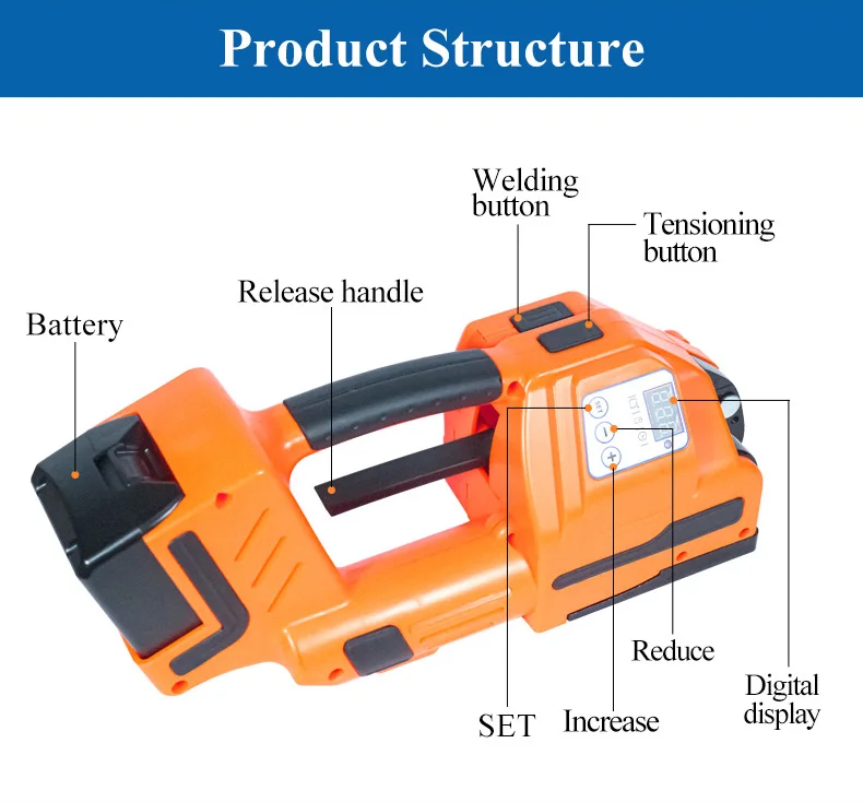 2026 New Fully Automatic Battery Powered ESTQ-320 Strapping Machine For 13/16mm PP And PET Strap Battery Strapping Tool
