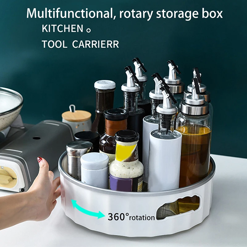 360°Rotating Storage Rack,Non-Skid Spice Rack,Multifunctional Seasoning Organizer Shelf,Cabinet Organizer,Bathroom Cosmetic Tray