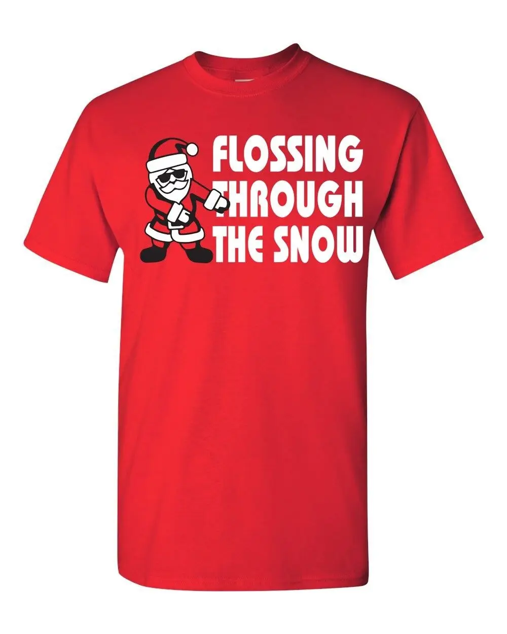 Рождественская молодежная футболка Flossing Through the Snow, мужская женская футболка с длинным рукавом 036