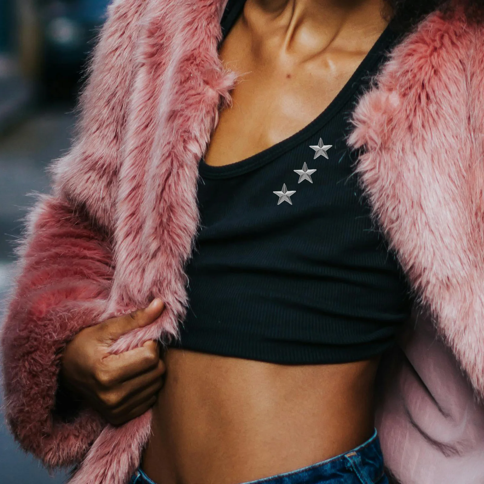 

1Set Five-Pointed Star Lapel Pin Silver Elegant Design Secure Butterfly Clutch Lightweight Brooch for Clothing Hats Bags