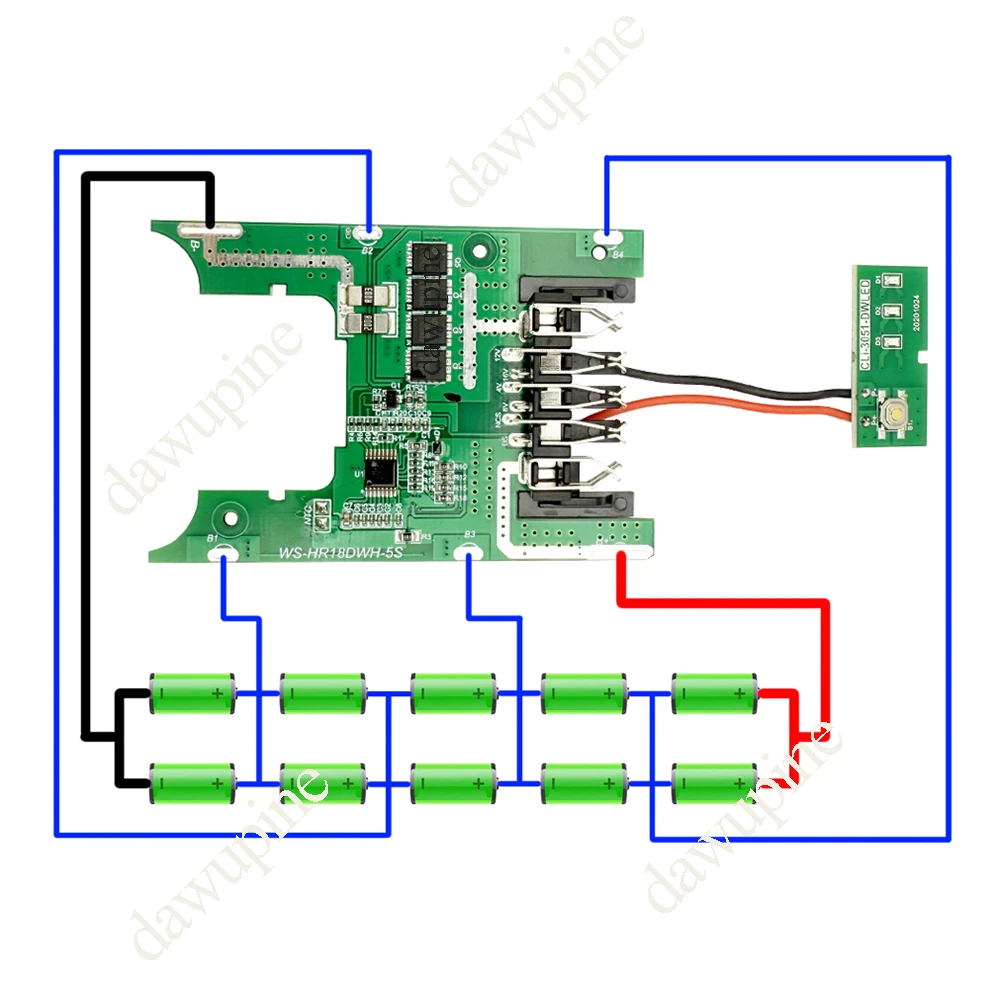 DCB200 Li-ion Battery BMS PCBA Charging Low Voltage Protection Circuit Board For DeWalt 18V 20V DCB183 DCB206 DCB203 Key LED view 5