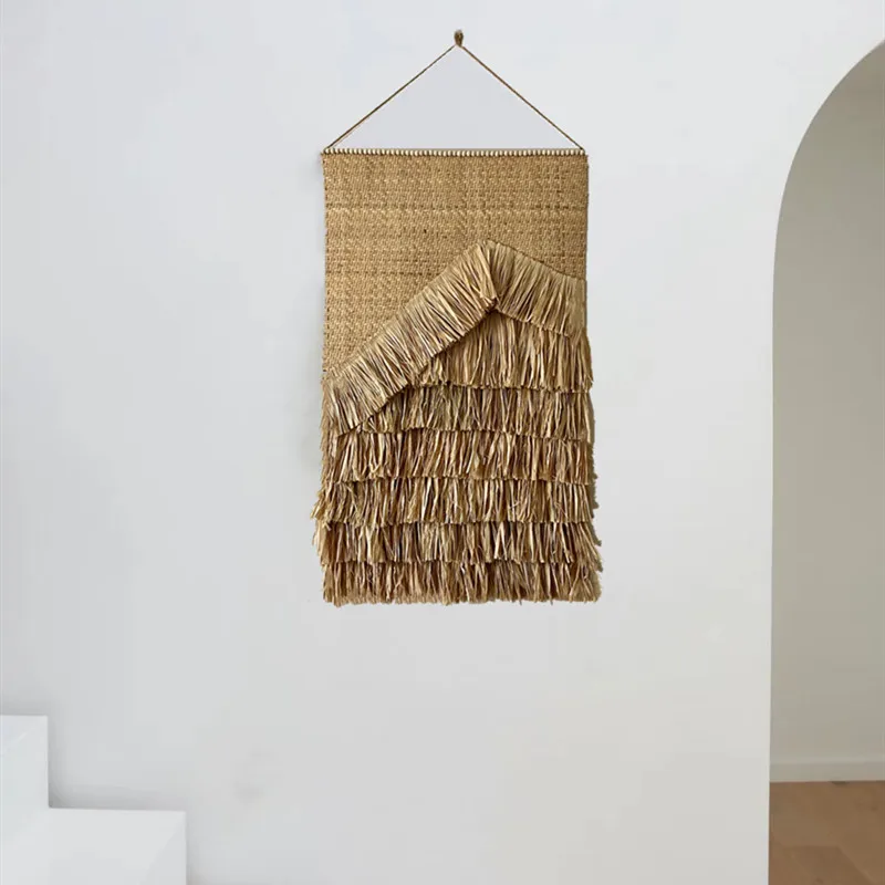 

Handmade Woven Wall Art, Wabi-Sabi Style Rattan Tapestry, Boho Home & Hotel Decor, Natural Fiber Hanging Decor