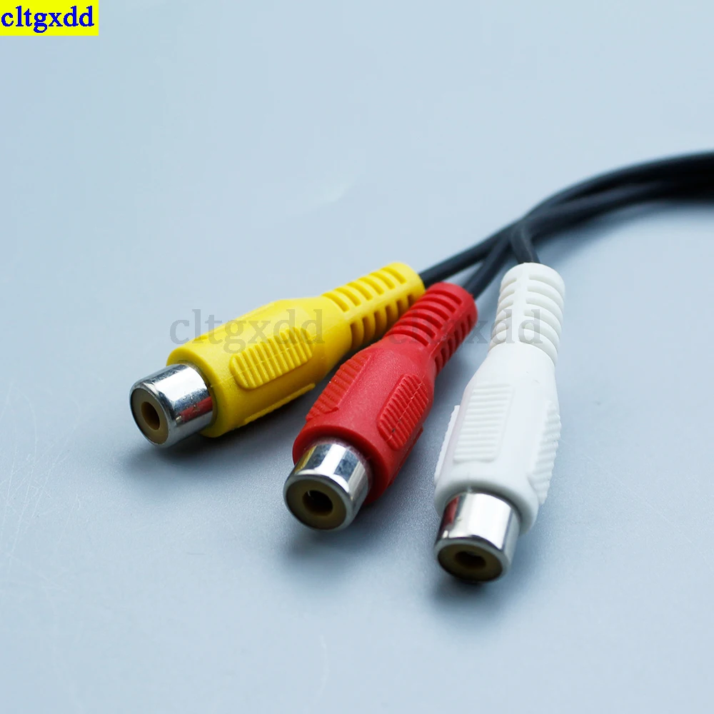 cltgxdd 1piece 4-pole 3.5mm to 3 RCA Female A/V video cable adapter speaker cable connector 30CM power cord