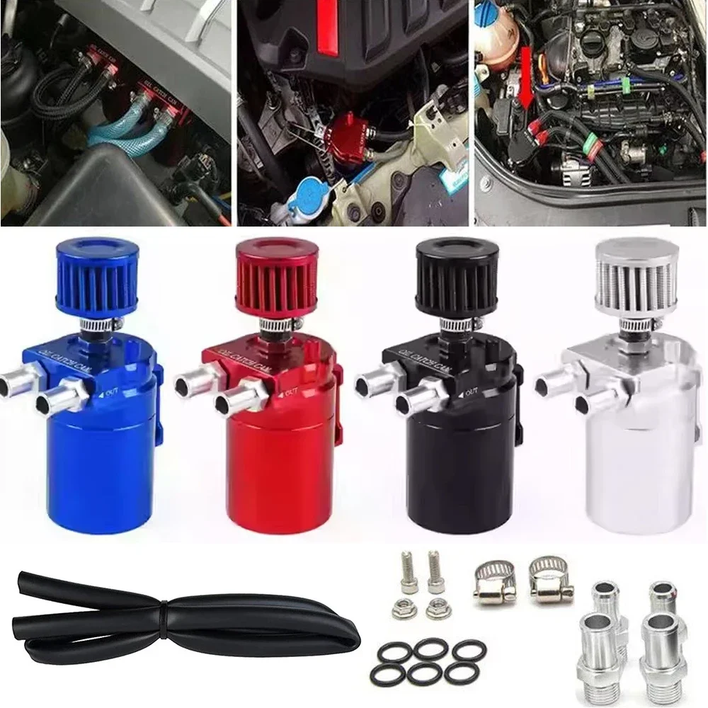 300ml Universal Car Oil Catch Can Reservoir Tank with Air Filter Hose Cleaner Fuel Trap Reservoir Auto Vehicle Collector Kettle