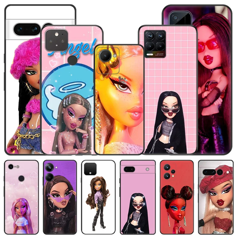 Soft Phone Cases For Pixel 8a 7a 6a 7 6 8 Doll Bratz Cartoon Honor X8b X9b X7b 70 90 X6 X7 X8 X9 A Magic5 Black Matte Cover